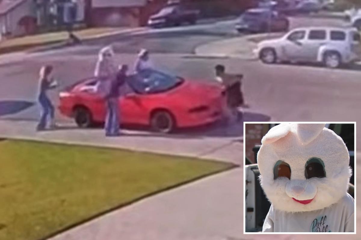 امرأة ترتدي زي أرنب عيد الفصح تقدم العون أثناء تبادل إطلاق نار في بيكرسفيلد