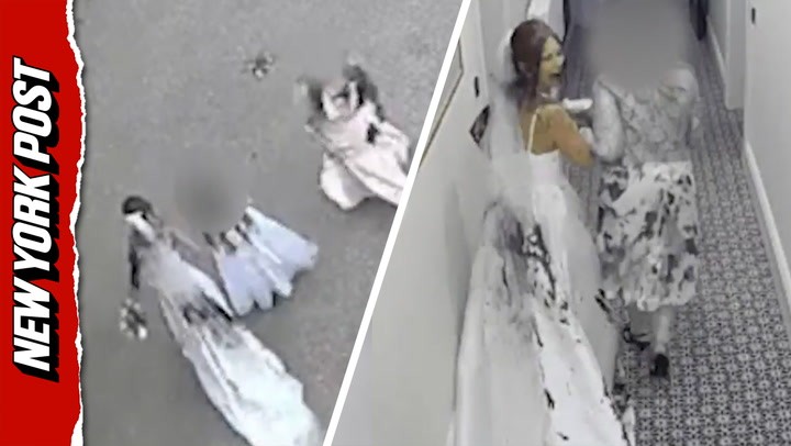 عروس بريطانية تبكي بعد إلقاء طلاء أسود عليها قبل دخول حفل زفافها