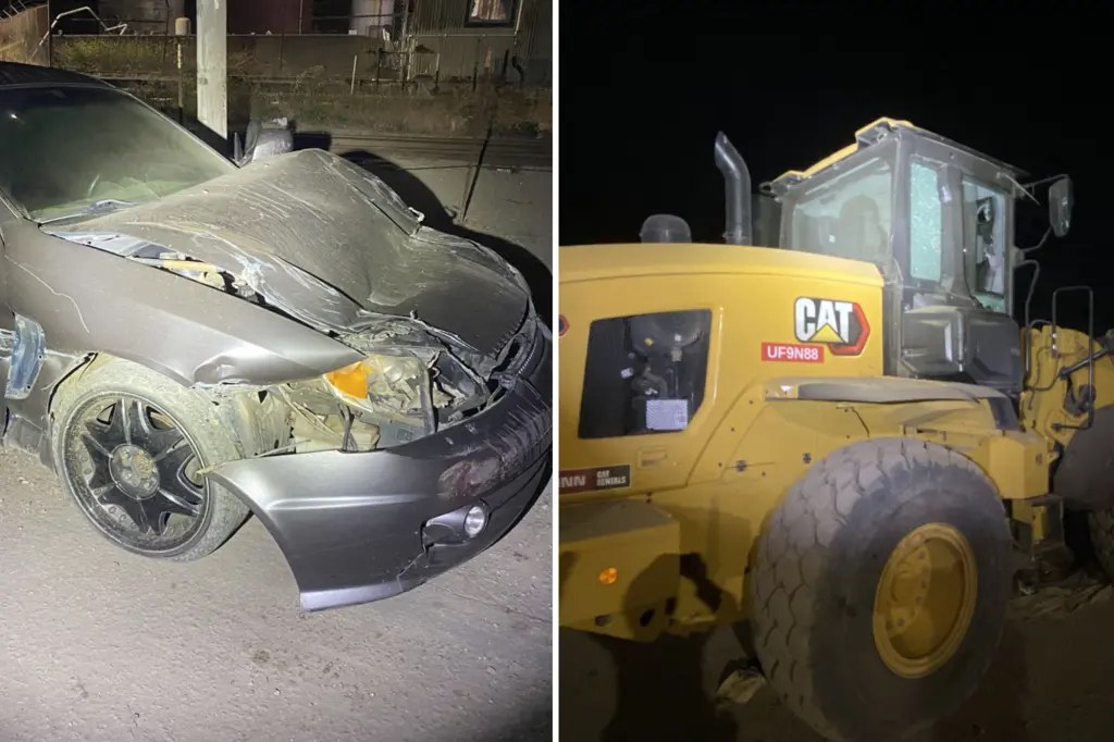 امرأة تنجو من سيارة حطمها رجل بجرار في كاليفورنيا