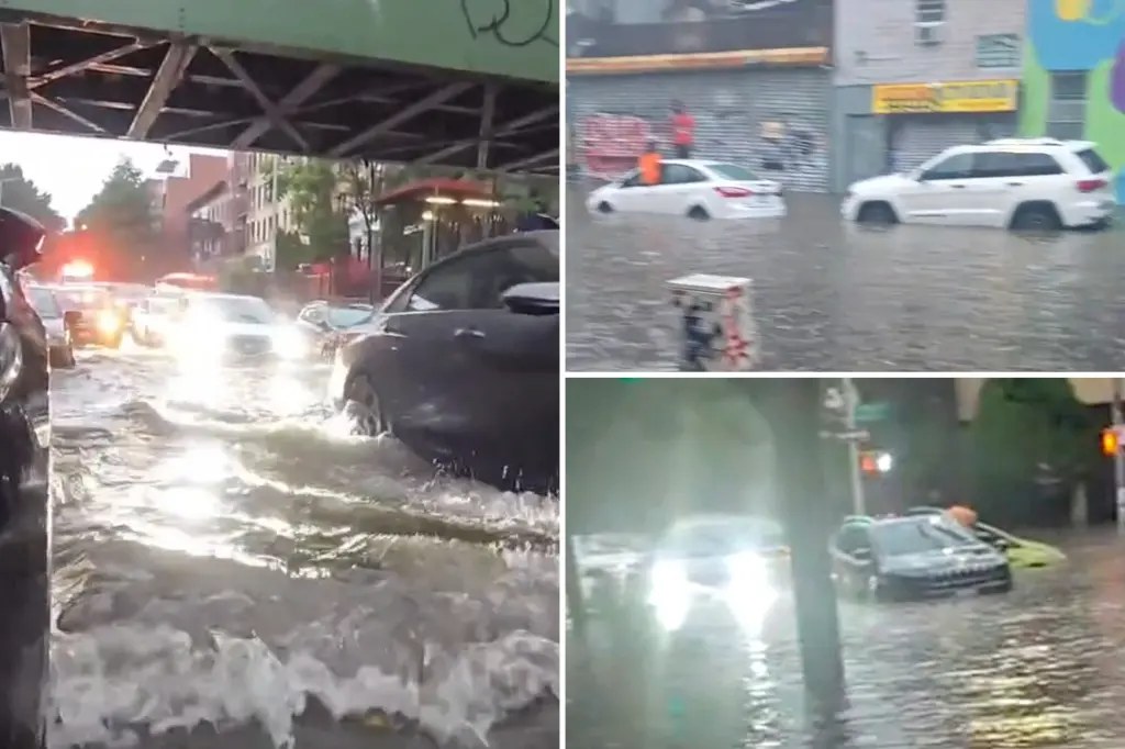 أمطار غزيرة تغمر شوارع نيويورك وتغلق جزءًا من طريق لونغ آيلاند السريع