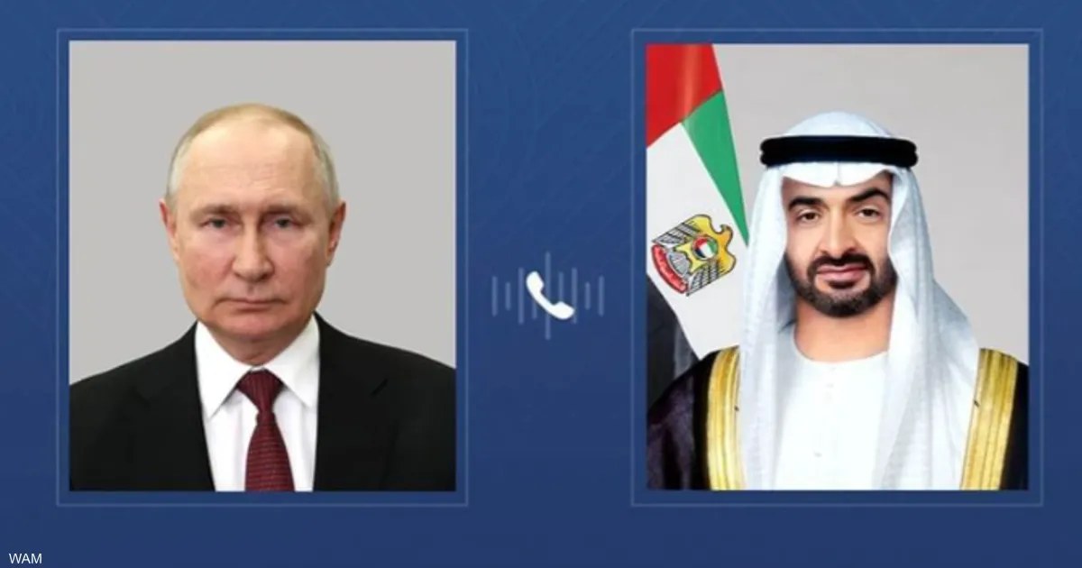 رئيس الإمارات يبحث هاتفيًا مع بوتين التعاون وتطورات الشرق الأوسط