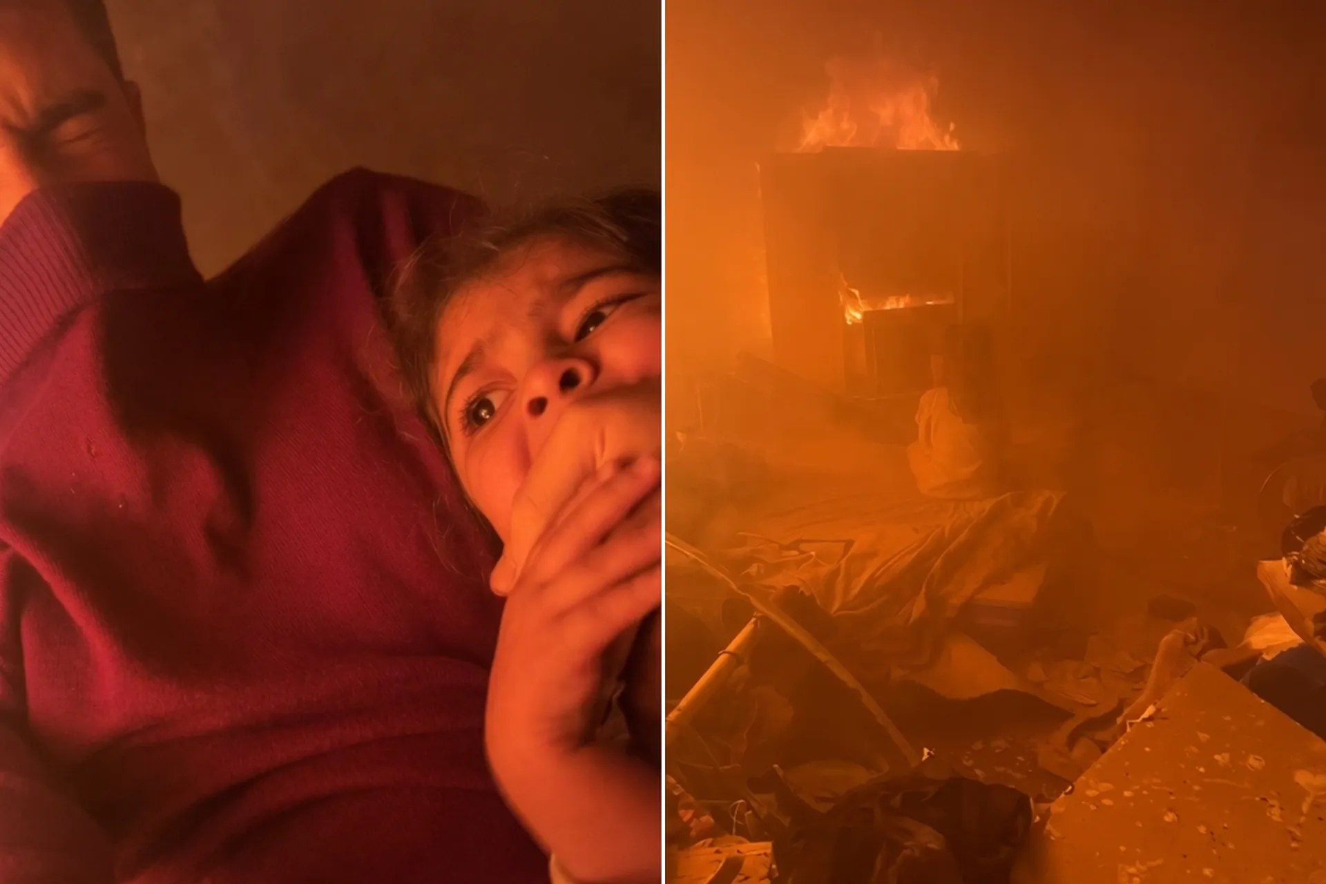 صحفي ينقذ طفلة من حريق أعقب قصف شقة سكنية في فلسطين