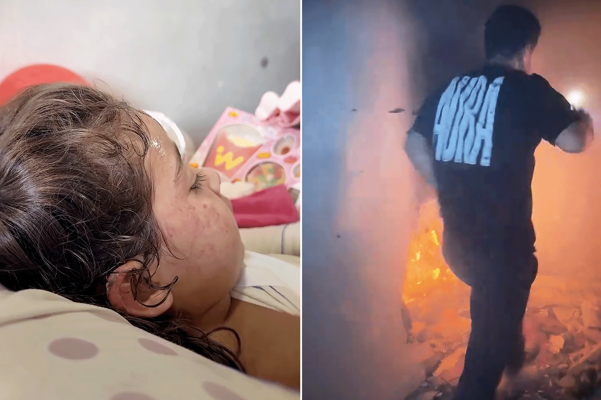 صحفي ينقذ طفلة من شقة مشتعلة إثر قصف إسرائيلي في غزة بفلسطين