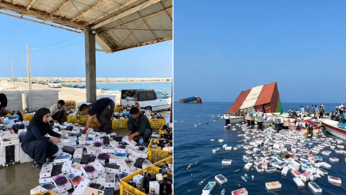 مقاطع تزعم جمع هواتف آيفون وعطور من مياه هرمز قرب إيران مولدة بالذكاء الاصطناعي