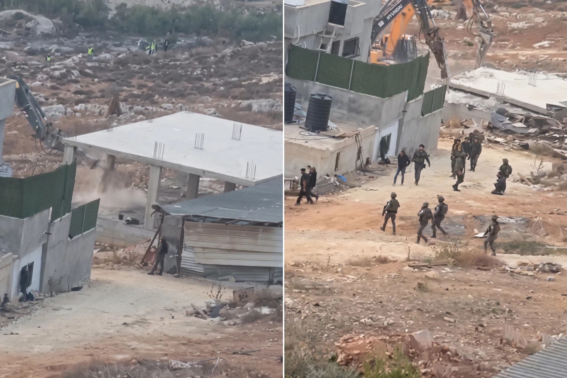 السلطات الإسرائيلية تهدم منزلًا قرب مخيم قلنديا شمال القدس في فلسطين