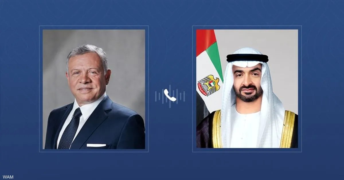 رئيس الإمارات يعزي ملك الأردن هاتفيًا في ضحايا استهداف كنيسة بالكرك