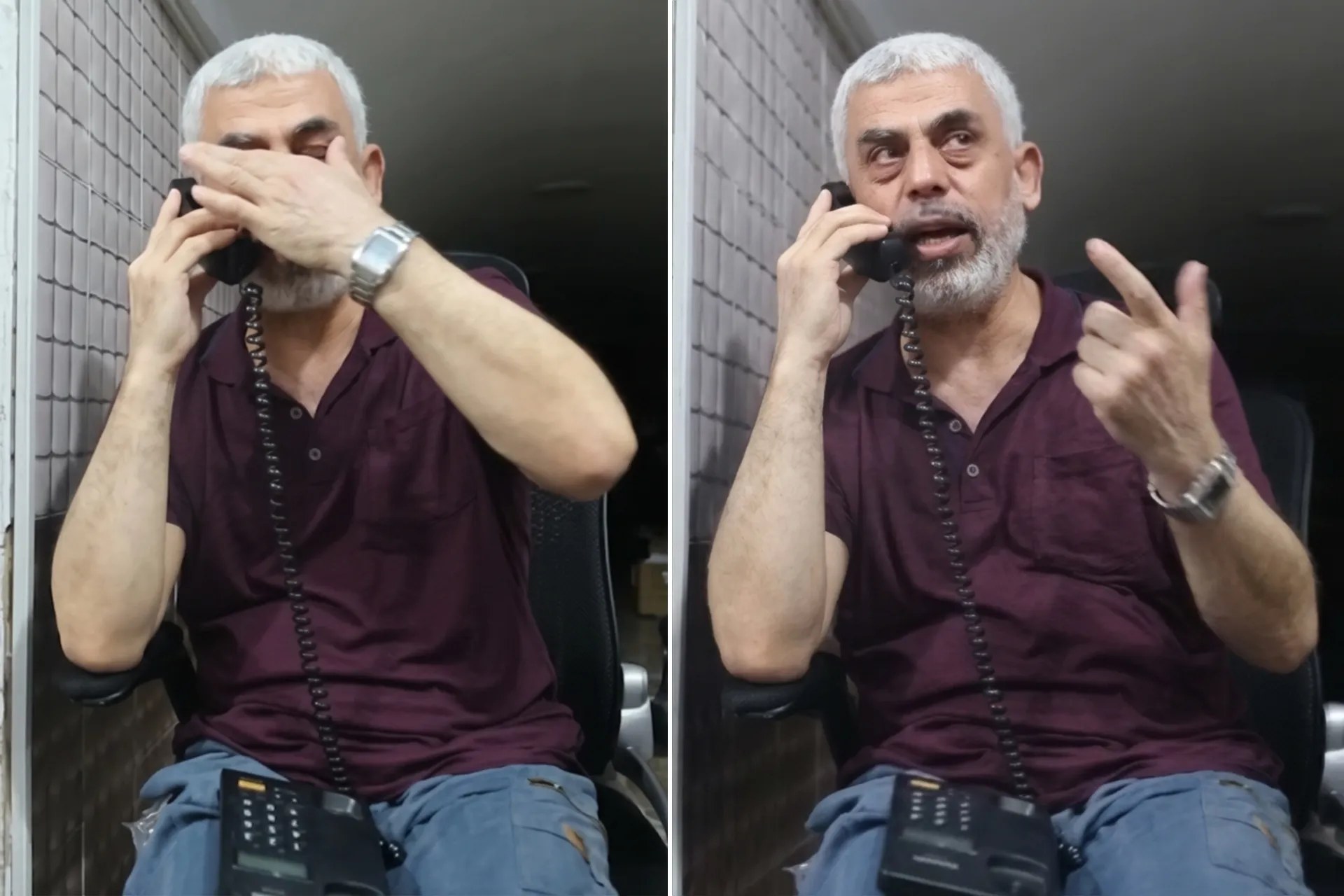 لقطات من أعقاب حرب 2021 في فلسطين تظهر بكاء السنوار خلال مكالمة مع الضيف